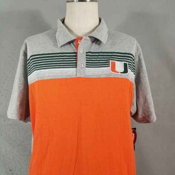 Colosseum UM University of Miami polo shirt men's 2xl xxl orange gray NEW - Picture 2 of 12